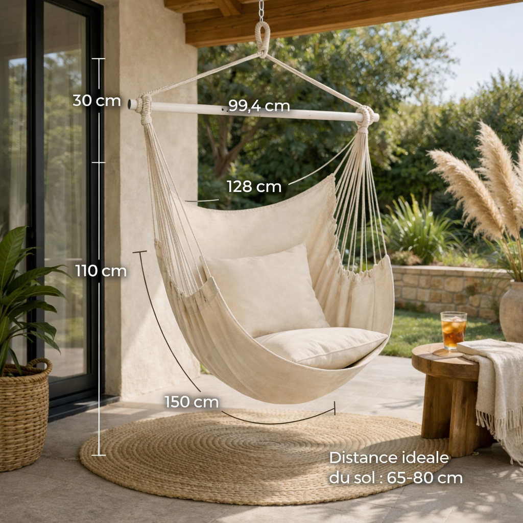 Fauteuil suspendu avec coussin – intérieur extérieur | Rio