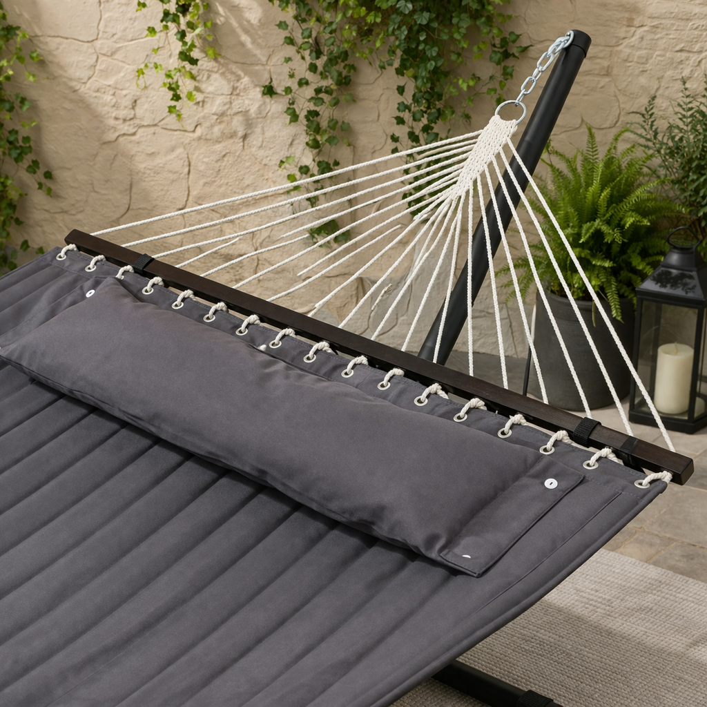 Hamac matelassé 2 places avec support et coussin | Corsica