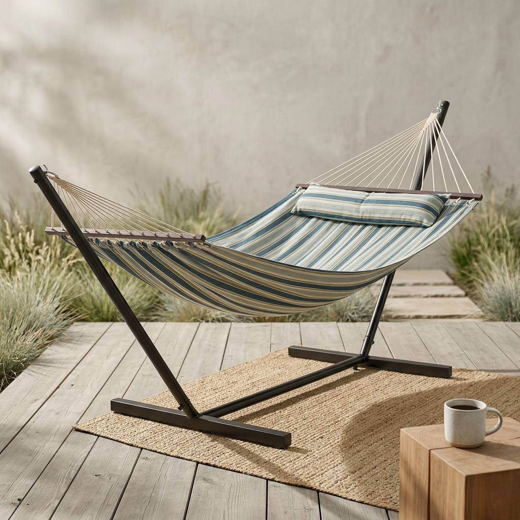 Hamac avec support - 1 place large avec coussin | Toscana