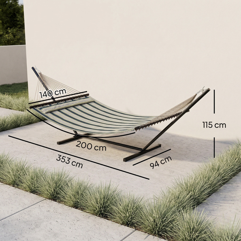 Hamac avec support - 1 place large avec coussin | Toscana