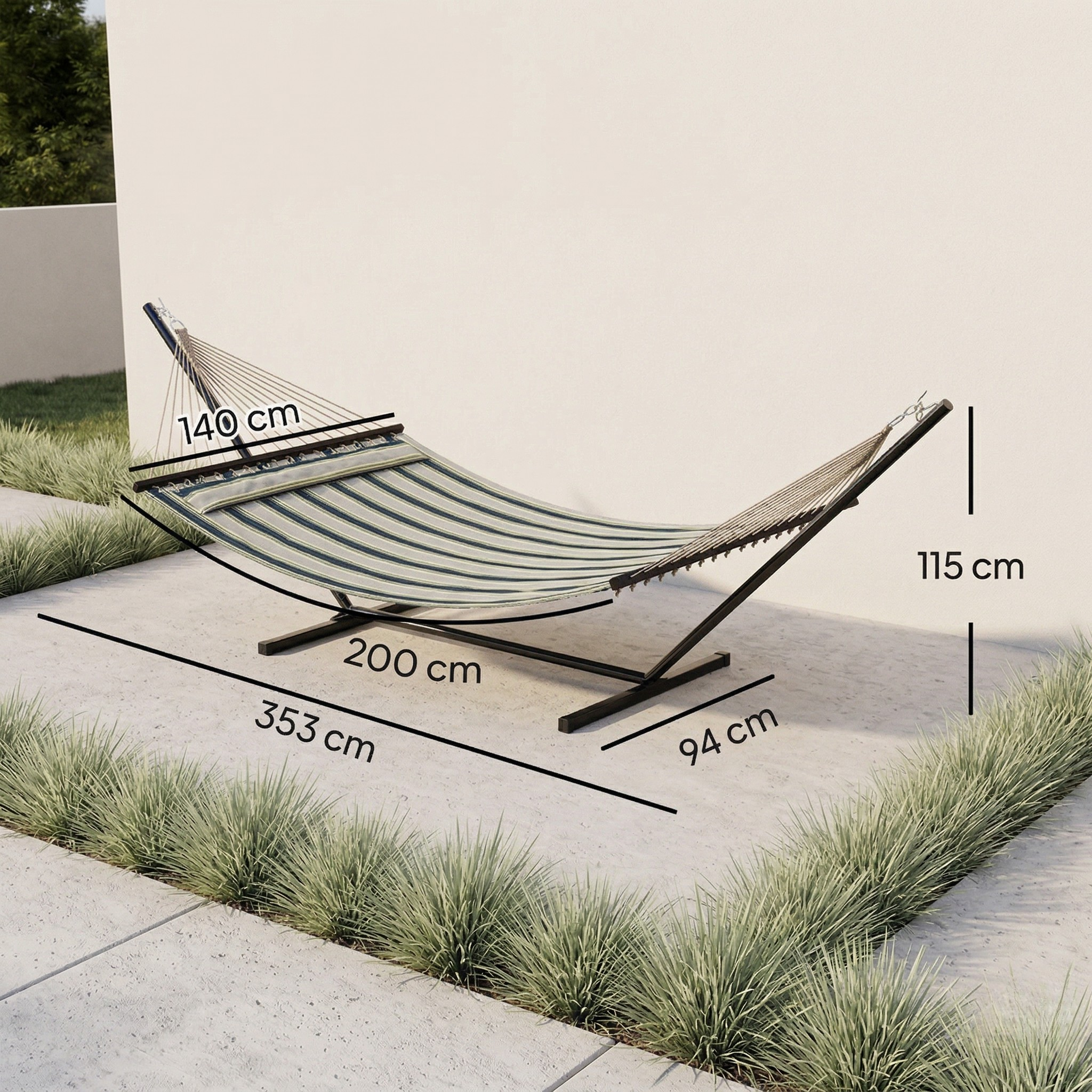 Hamac avec support - 1 place large avec coussin | Toscana